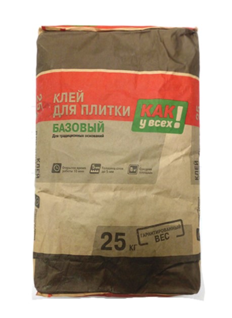 Клей для плитки  Как у всех! базовый 25 кг