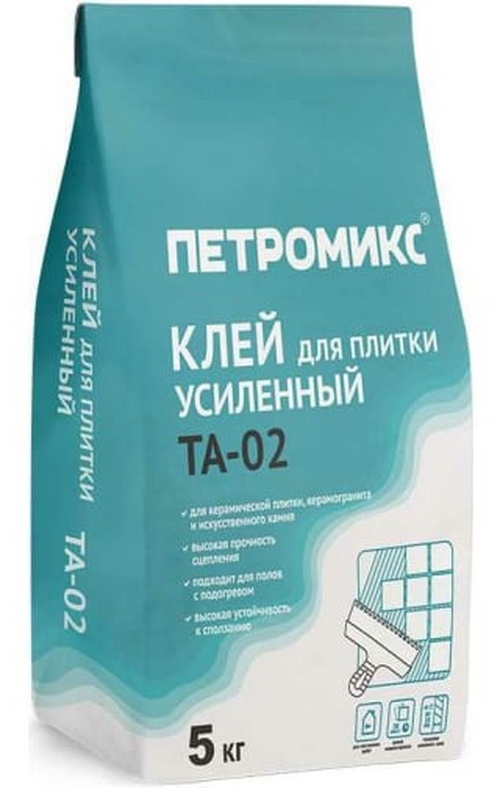 Клей для плитки усиленный ПЕТРОМИКС TA-02 К 5 кг
