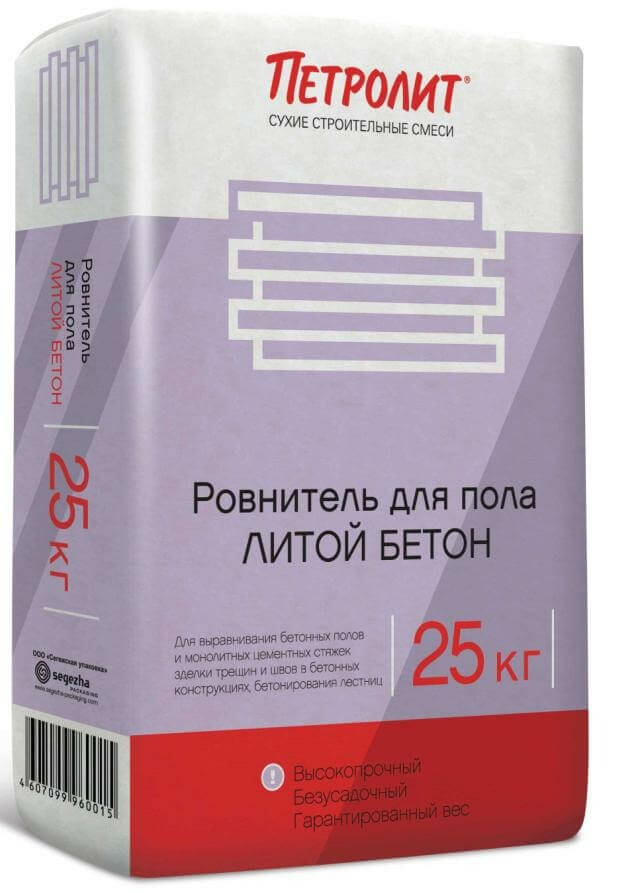 Ровнитель для пола Петролит Литой бетон М300 25 кг